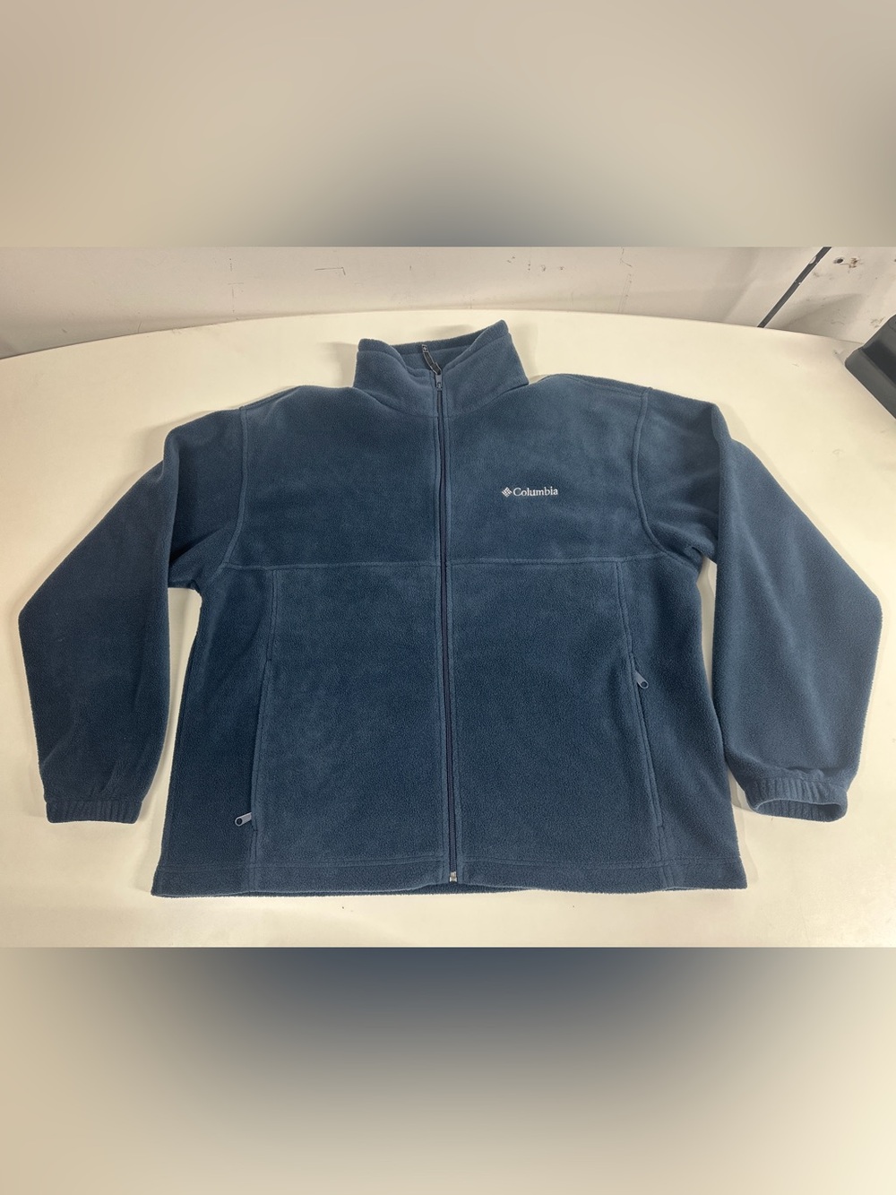 Columbia Men’s XL Full Zip Fleece Jacket Blue Gray Zip Pockets